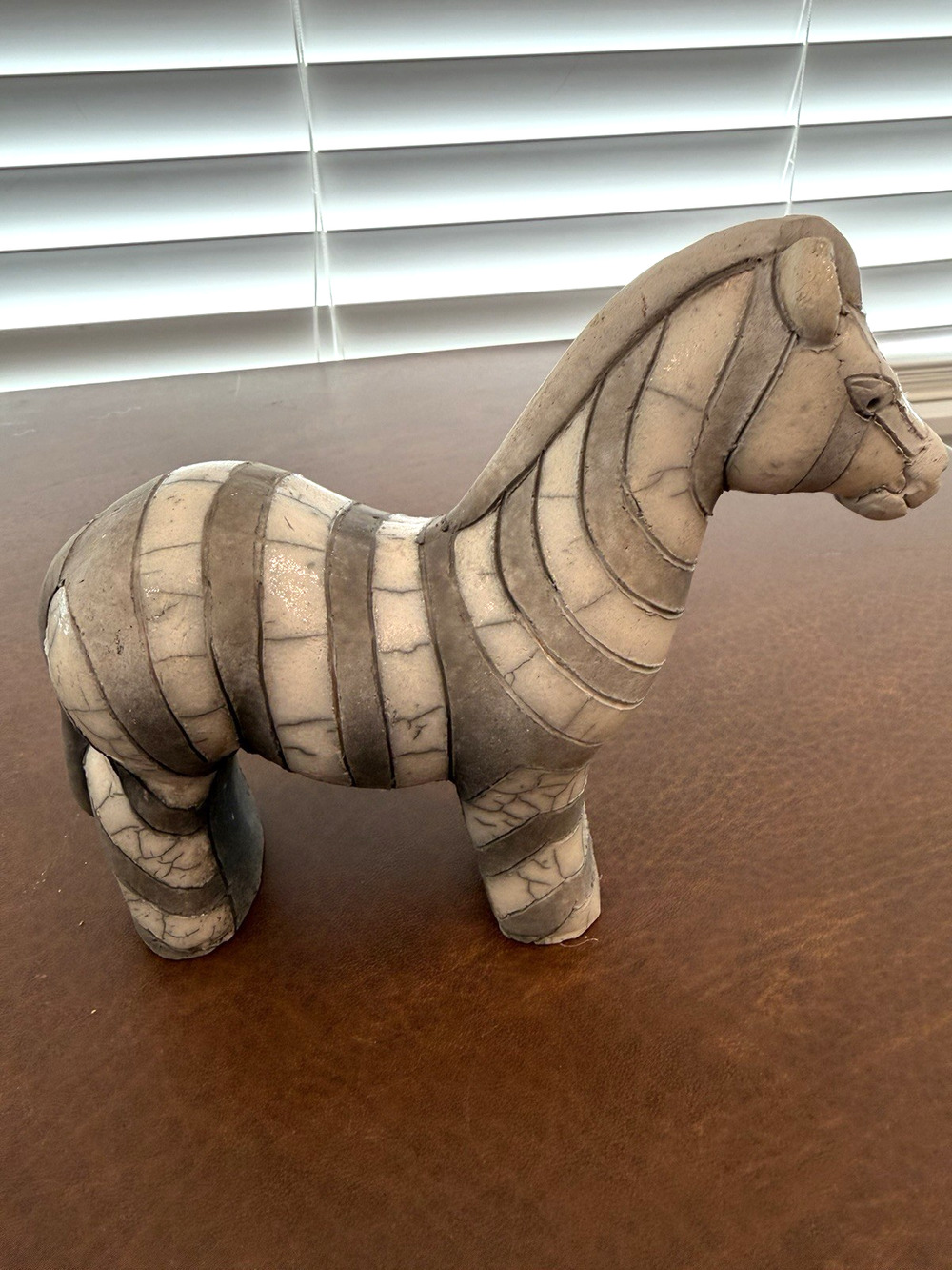 Vintage Handmade Zebra Pottery Figure - Made in South Africa - 5.5" tall